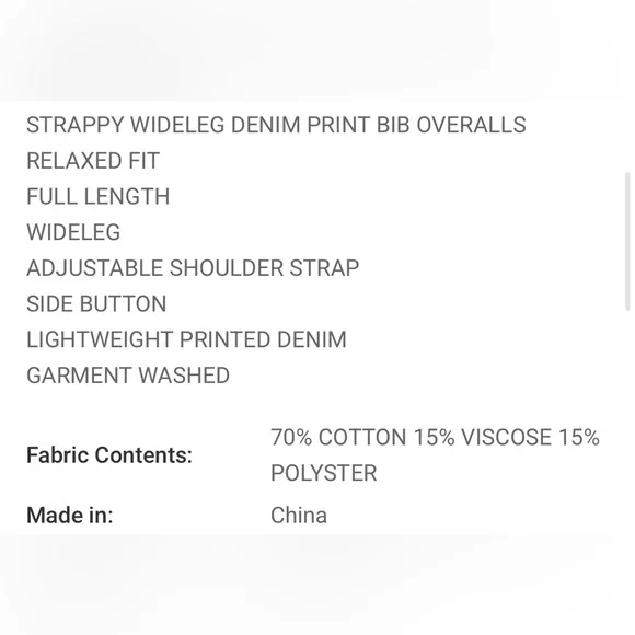 Blue Velvet NWT Overalls. Floral Printed Denim, Wide Leg, Lightweight - Picture 8 of 10